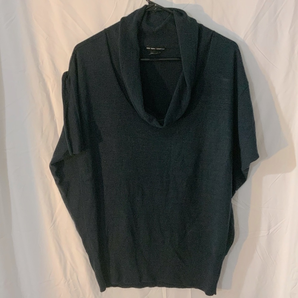 Black cowl neck short sleeve shirt, New York & Company, size M
